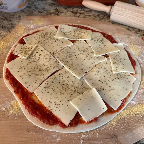 Homemade St. Louis-style pizza